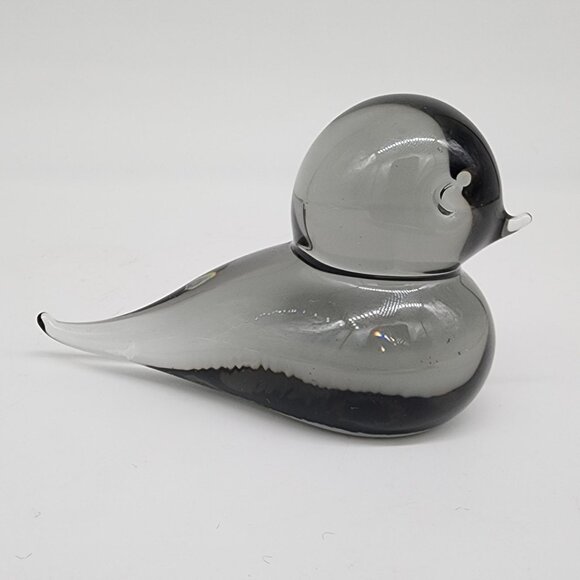 Swedish Art Glass Bird Figure Reijmyure Glasbruk Smokey Gray VTG 2.75" - Picture 5 of 9